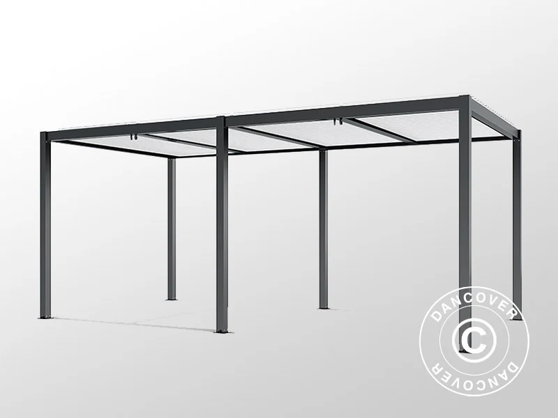 Bioklimatisk pergola pavillon San Pablo Alu+, 4x5,8m, Sort/Hvid - Image 4