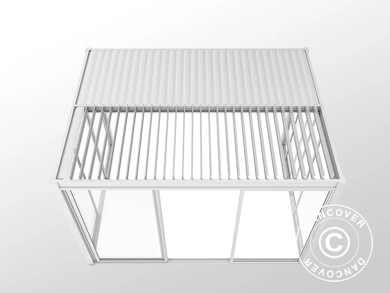 Bioklimatisk pergola pavillon San Pablo Alu+ med skydedøre, 4x4m, Hvid - Image 10