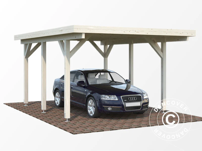 Carport i træ, 3,6x5,12x2,32m, 11,7m², Natur - Image 2