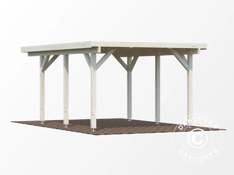 Carport i træ, 3,6x5,12x2,32m, 11,7m², Natur - Image 3