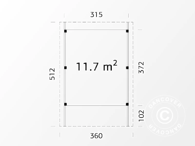 Carport i træ, 3,6x5,12x2,32m, 11,7m², Natur - Image 4