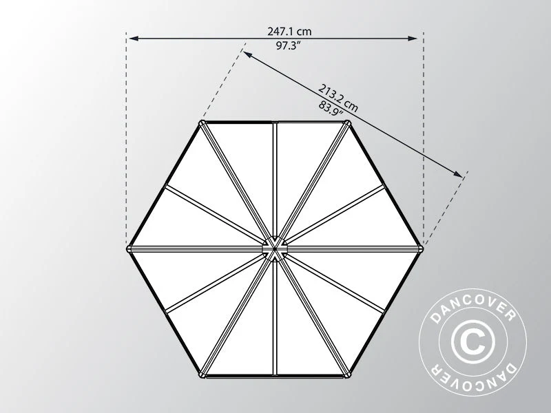 Orangeri, drivhus polycarbonat OASIS, Sekskantet 3,91m², Palram/Canopia, 2,13x2,47x2,67m, Antracit - Image 10