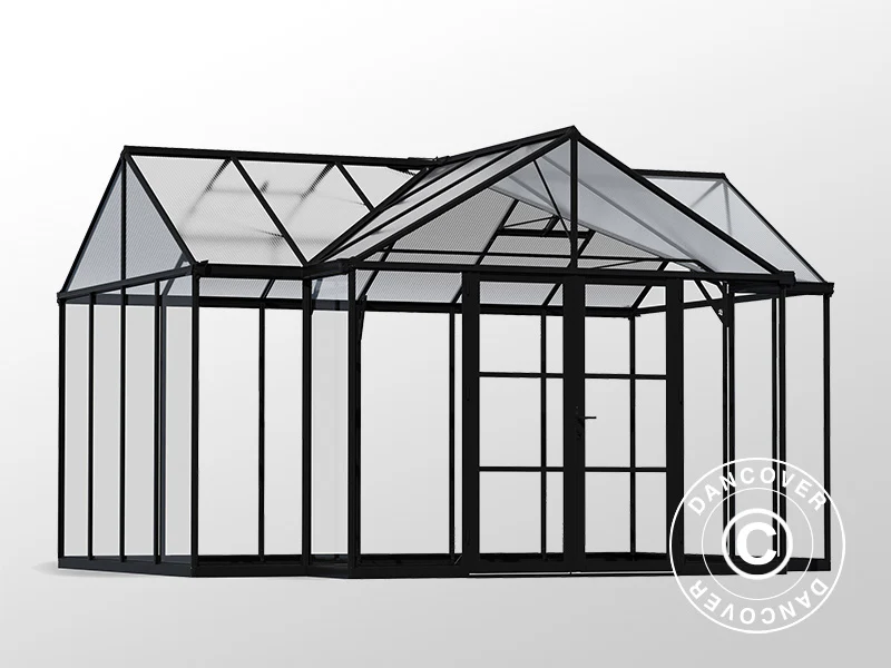 Orangeri, drivhus polycarbonat Triomphe m/sokkel, 17,1m², Palram/Canopia, 4,5x3,8x2,69m, Sort - Image 4