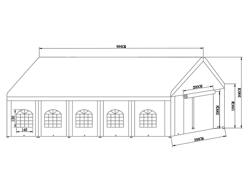Partytelt Basic 4x10m PE 500, Hvid - Image 4
