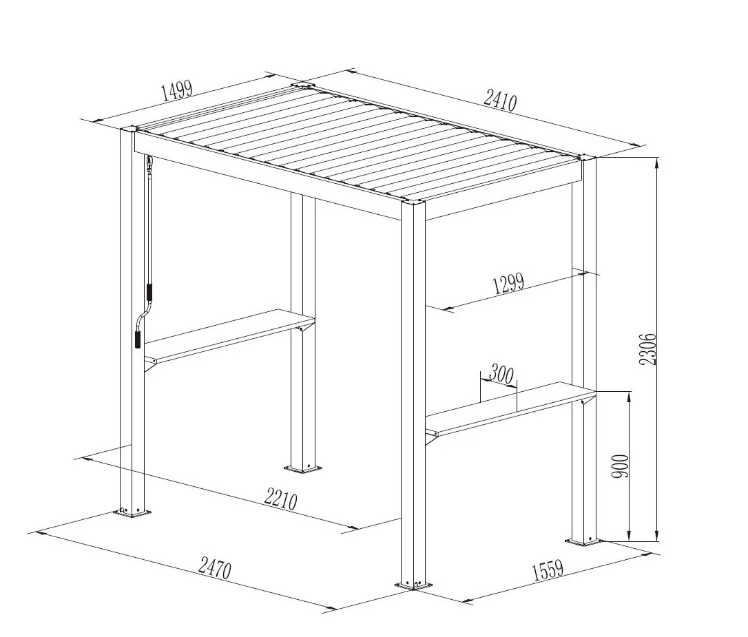 Pergola San Juan til grill, 2,5x1,5x2,3m, Sort - Image 6