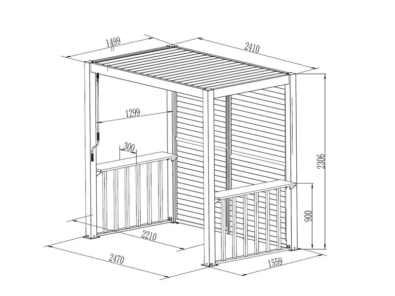 Pergola San Juan til grill, inkl. lamelvægge og sider, 2,5x1,5x2,3m, Sort/Træ-look - Image 11