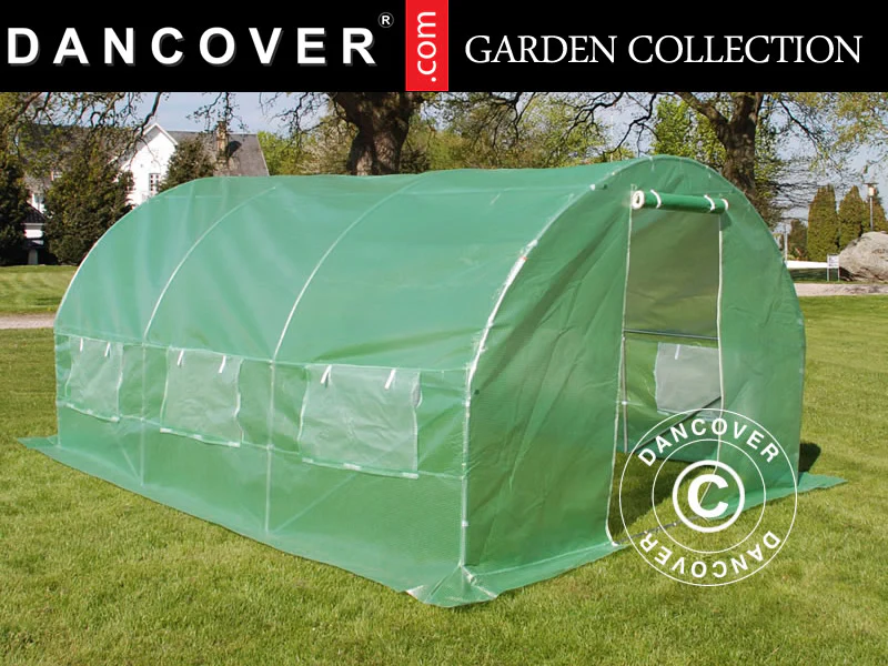 Polytunnel Drivhus 3x4,5x2m, 13,5m², Grøn