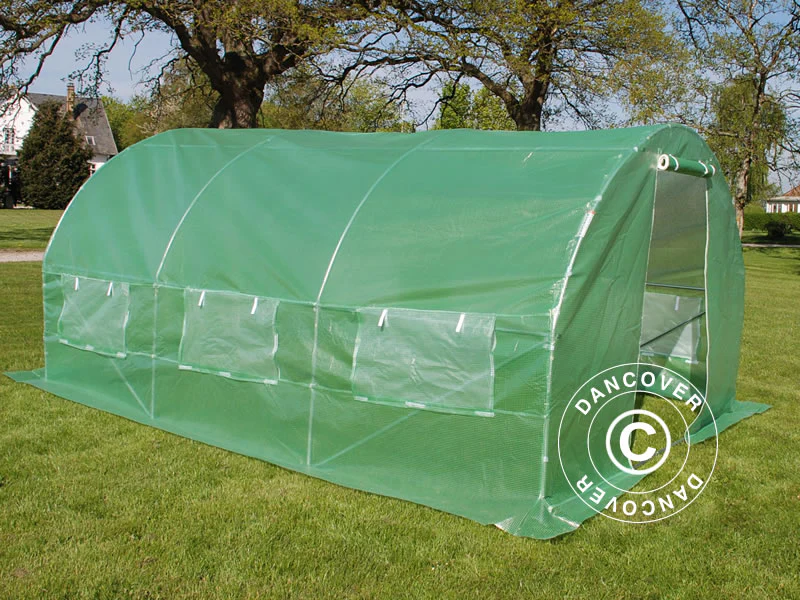 Polytunnel Drivhus 3x4,5x2m, 13,5m², Grøn - Image 3