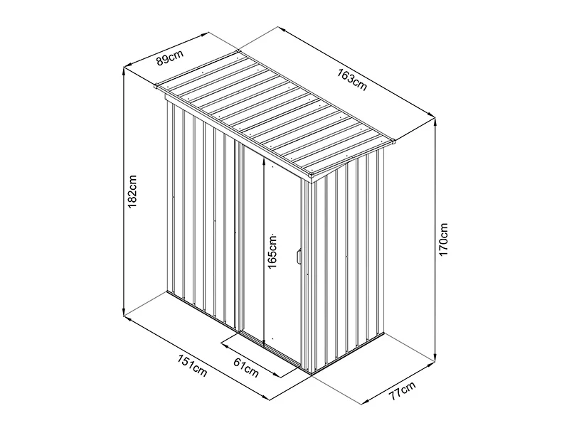 Redskabsskur, 1,63x0,89x1,82m ProShed®, 1,45m², Antrasit - Image 8