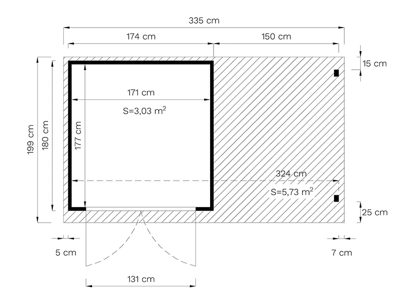 Redskabsskur i træ m/udhæng, Bertilo Amrum 2 Plus, 3,23x1,8x2,1m, 2,78m² + 3,03m² - Image 6