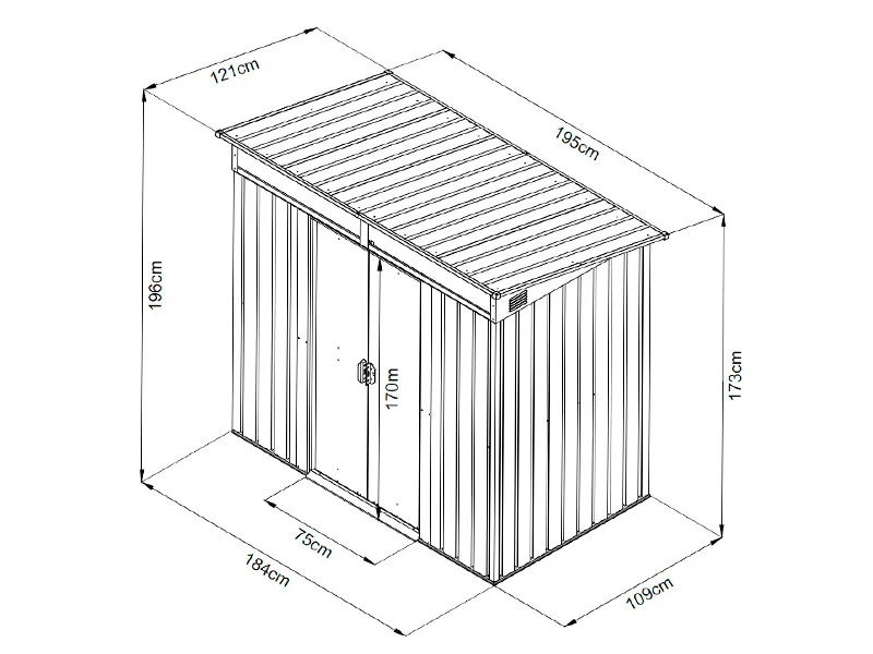 Redskabsskur med ovenlys 1,95x1,21x1,96m, 2,35m², ProShed®, Antracit/Hvid - Image 12