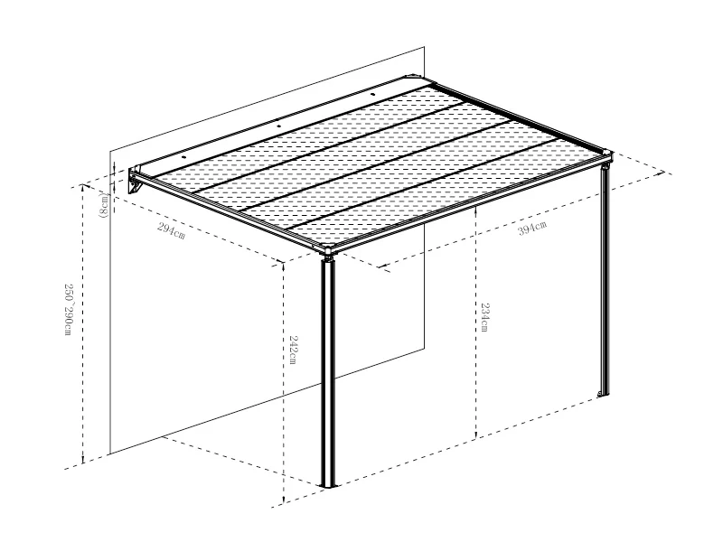 Terrasseoverdækning, vægmonteret pergola Santa Ynez, 4x3m, Sort/Mørkegrå - Image 8