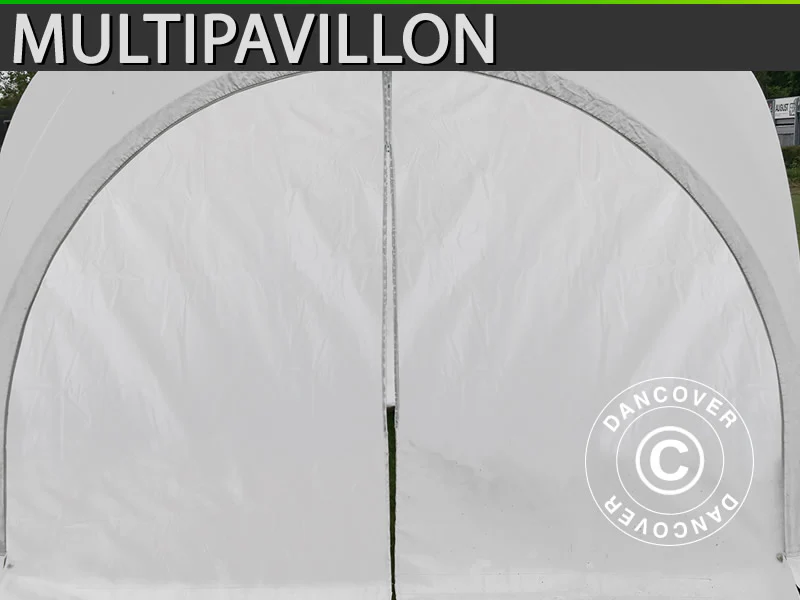Partytelt Multipavillon sidevæg med lynlås, 3x1,95m, Hvid