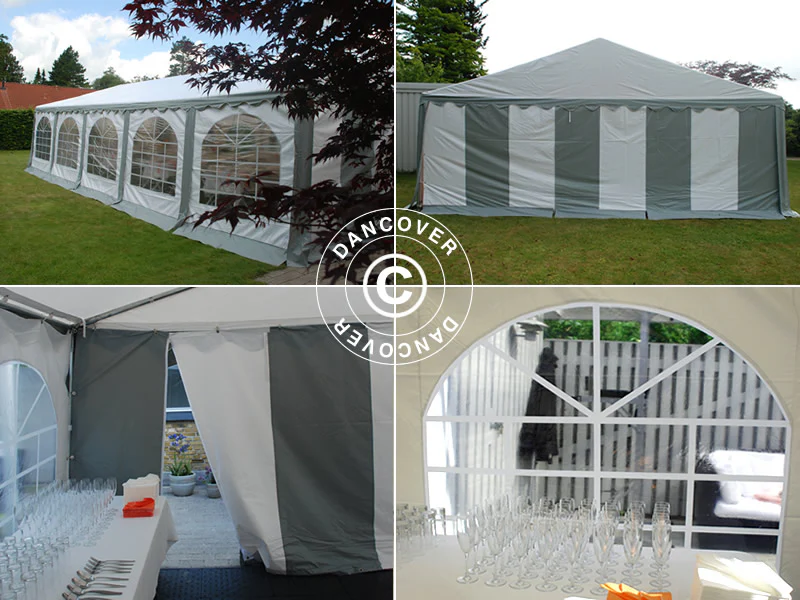 Partytelt Original 5x10m PVC 900, Grå/Hvid - Image 14