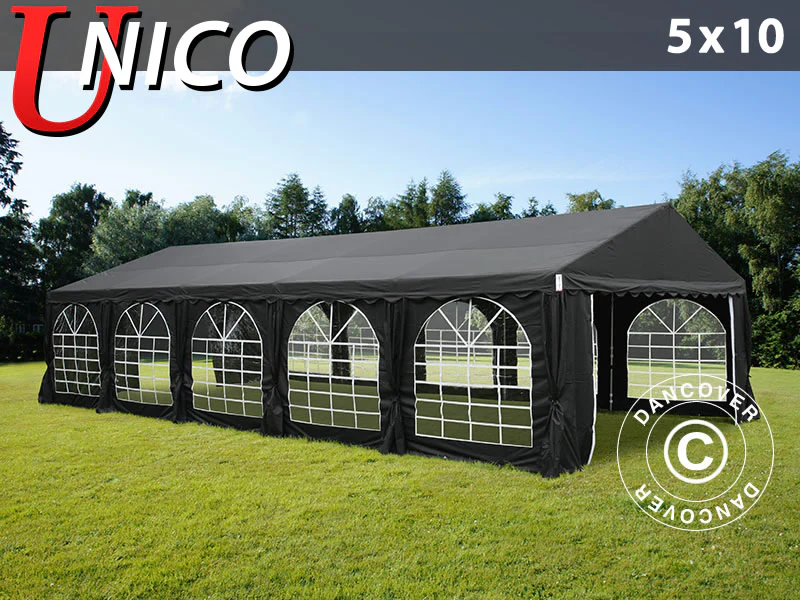 Partytelt UNICO 5x10m, Sort