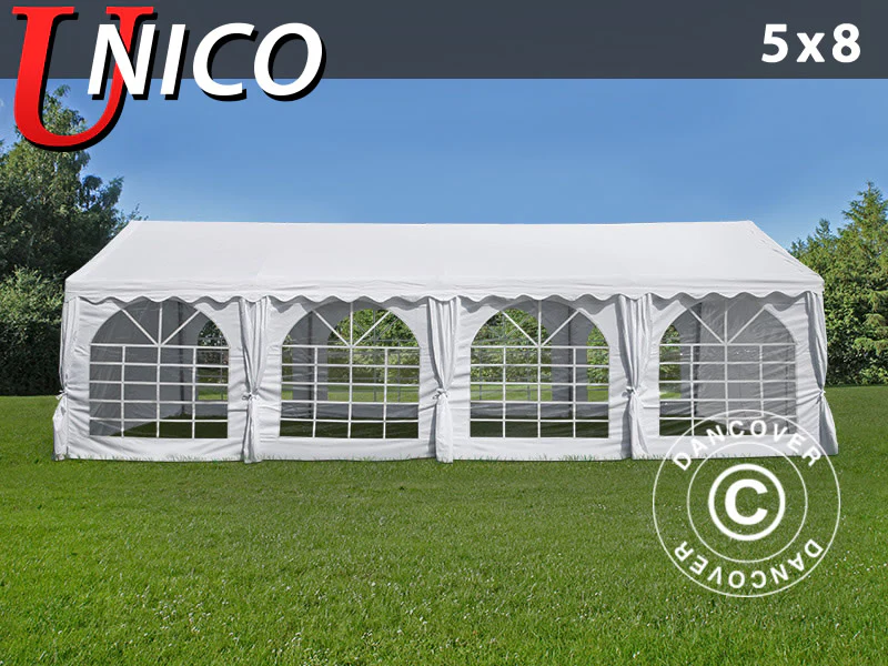 Partytelt UNICO 5x8m, Hvid