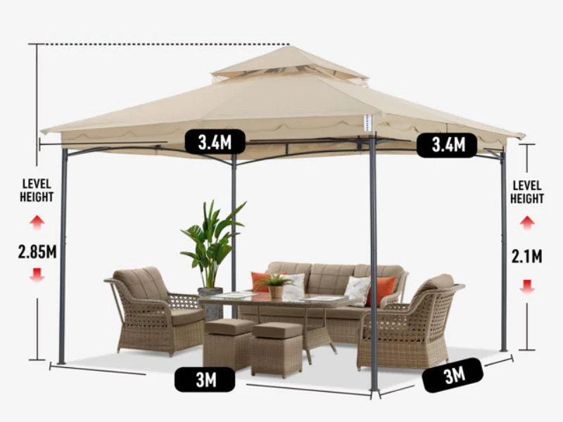 Pavillon Horus, 3,4x3,4m, Beige - Image 8