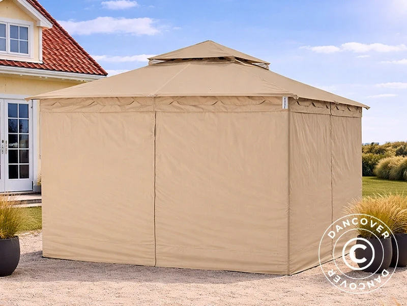 Pavillon Horus med gardiner, 3x3,7m, Beige - Image 10