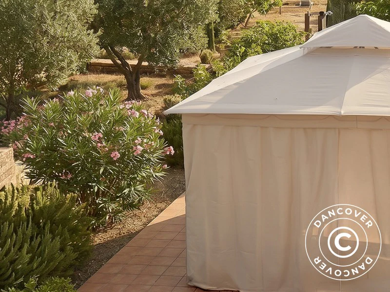 Pavillon Horus med gardiner, 3x3,7m, Beige - Image 4