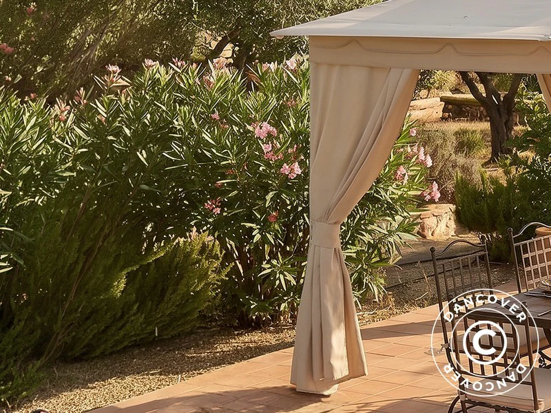 Pavillon Horus med gardiner, 3x3,7m, Beige - Image 5
