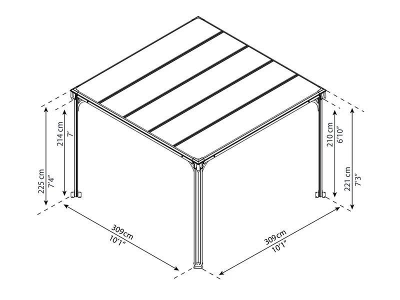 Pavillon Milano 3000, Palram/Canopia, 3,09x3,09x2,25m, Grå - Image 7