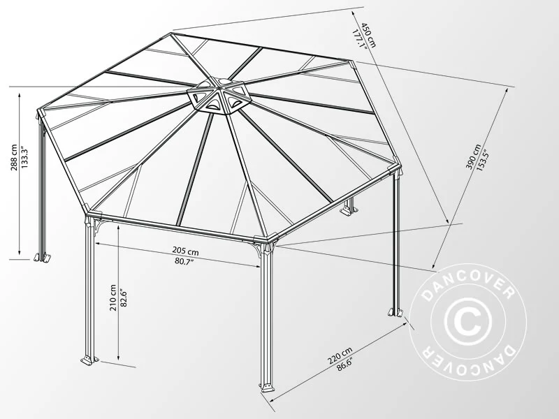 Pavillon Monaco, Palram/Canopia, 4,5x4,5m, Grå - Image 5