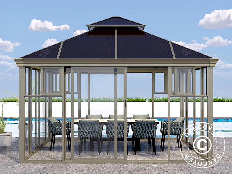 Pavillon polycarbonat Santa Ana, 4x4m, Messing - Image 3