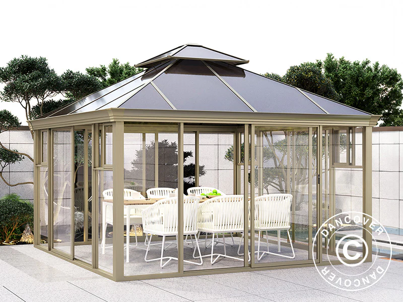 Pavillon polycarbonat Santa Ana, 4x4m, Messing - Image 4