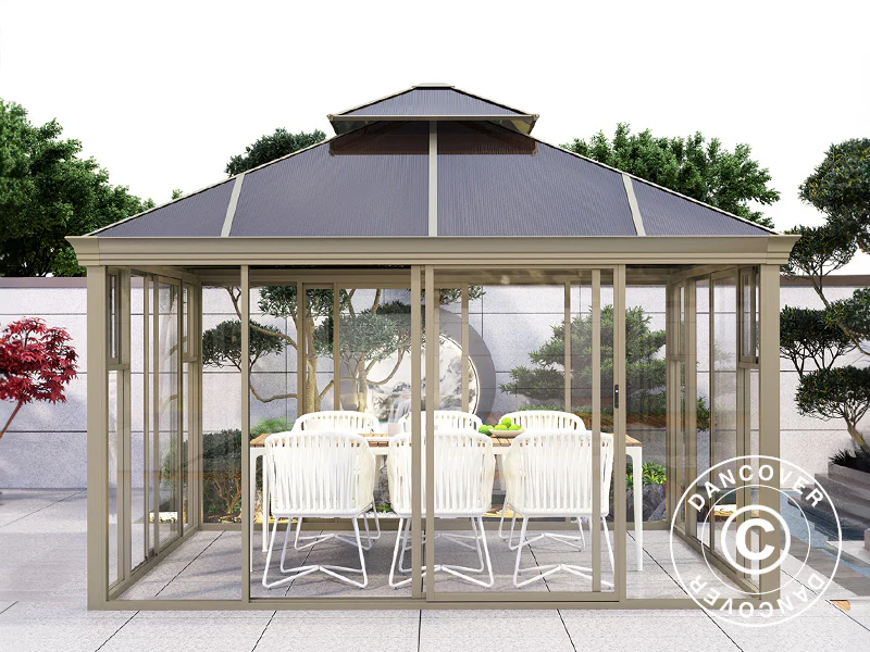 Pavillon polycarbonat Santa Ana, 4x4m, Messing - Image 5