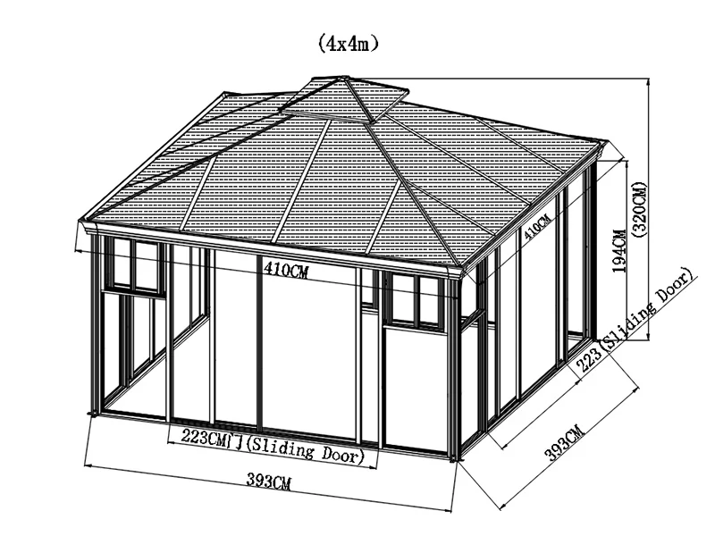 Pavillon polycarbonat Santa Ana, 4x4m, Messing - Image 8