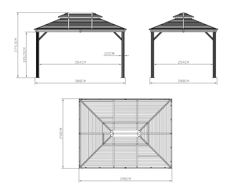 Pavillon San Bruno Alu+ m/sidevægge og myggenet, 3x4m, Sort - Image 6