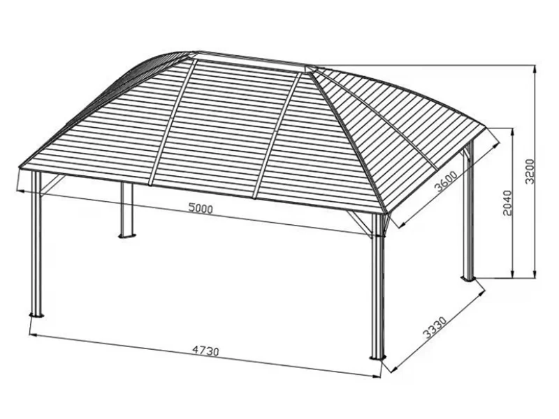 Pavillon San Jose m/sidevægge og myggenet, 3,6x5m, Messing/Beige - Image 5
