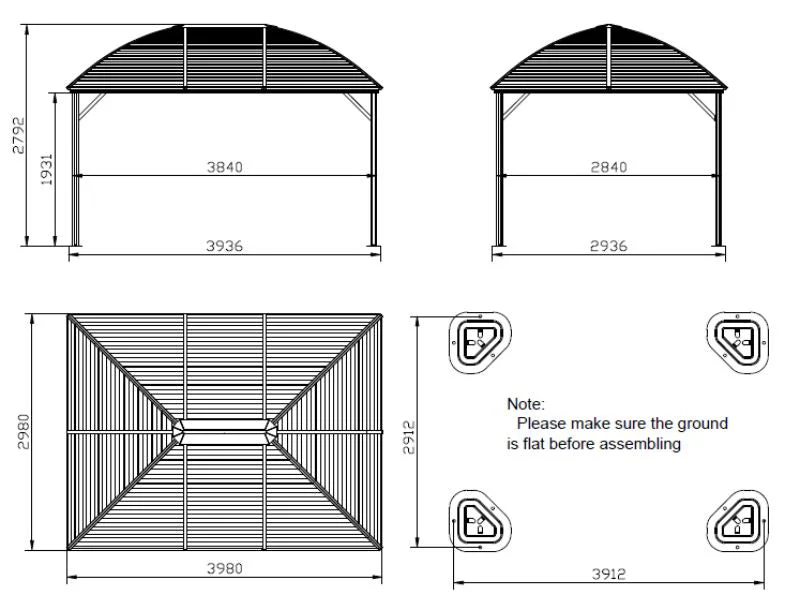 Pavillon San Jose Steel+ med gardiner og myggenet, 3x4m, Sort - Image 6