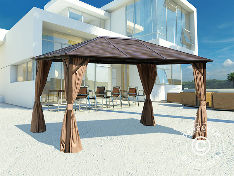 Pavillon San Luis Alu+ m/sidevægge og myggenet, 3x4m, Brun - Image 2