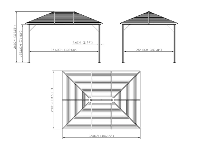 Pavillon San Luis Alu+ m/sidevægge og myggenet, 3x4m, Brun - Image 8