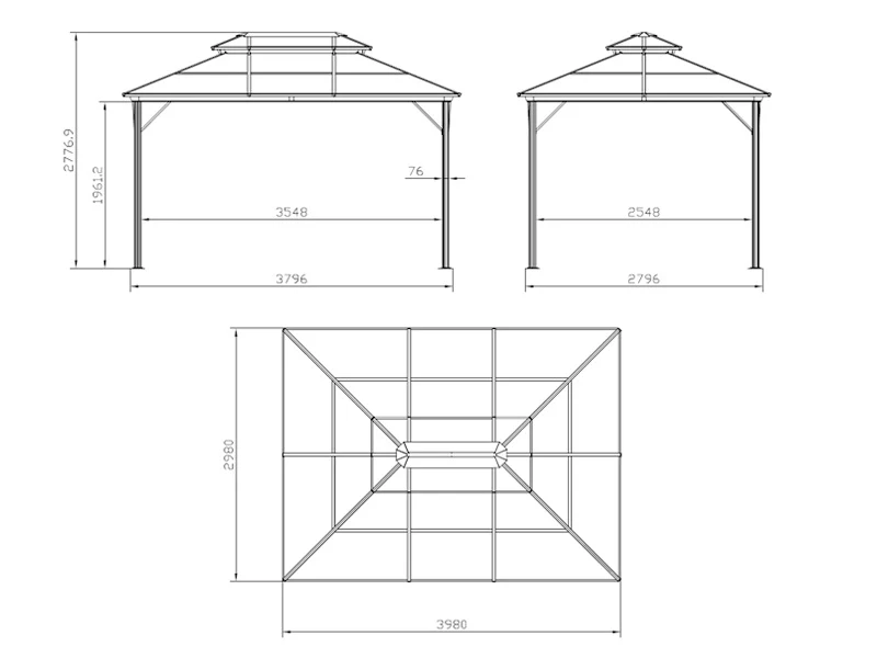 Pavillon Santa Ana Alu+ m/sidevægge og myggenet, 3x4m, Brun - Image 7