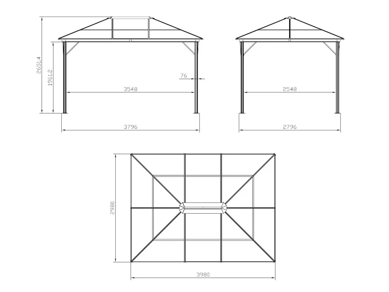 Pavillon Santa Barbara Alu+ m/sidevægge og myggenet, 3x4m, Brun - Image 5