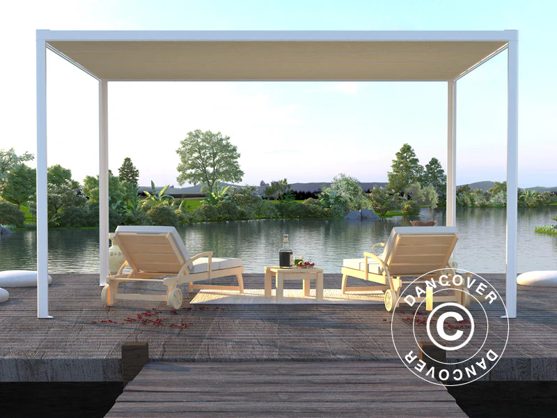 Pergola pavillon San Fernando, 4x3m, Hvid/Beige - Image 2