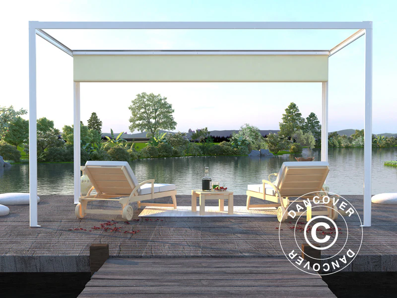 Pergola pavillon San Fernando, 4x3m, Hvid/Beige - Image 3
