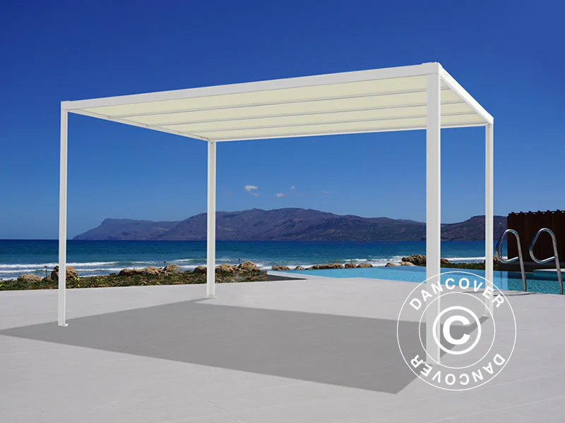 Pergola pavillon San Fernando, 4x3m, Hvid/Beige - Image 5