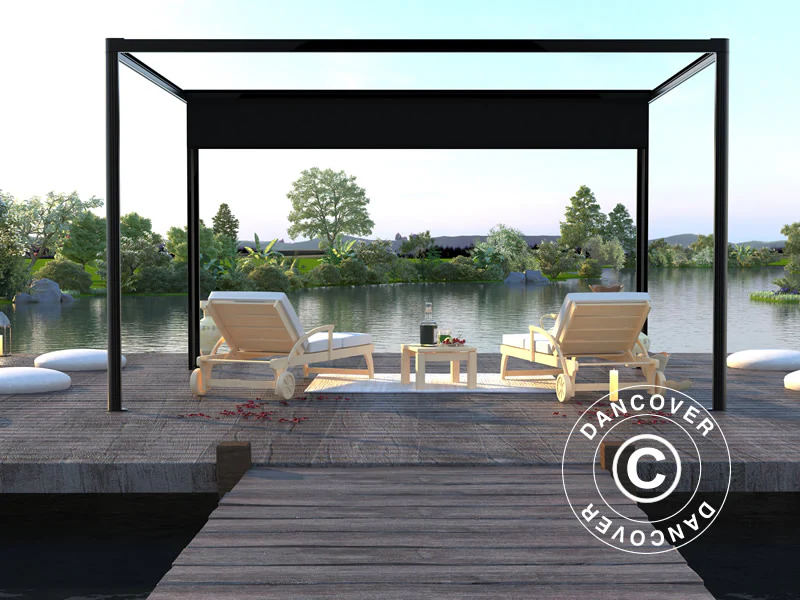 Pergola pavillon San Fernando, 4x3m, Sort/Mørkegrå - Image 3