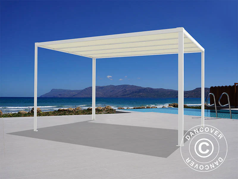 Pergola pavillon San Fernando, 4x4m, Hvid/Beige - Image 3