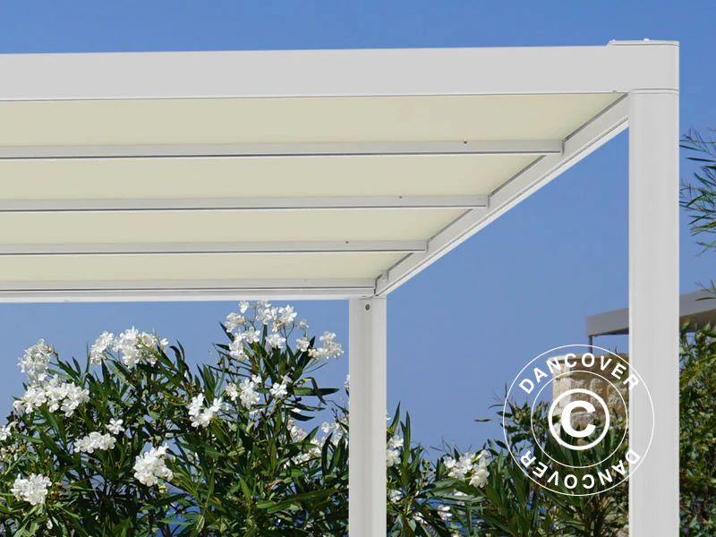 Pergola pavillon San Fernando, 4x4m, Hvid/Beige - Image 5