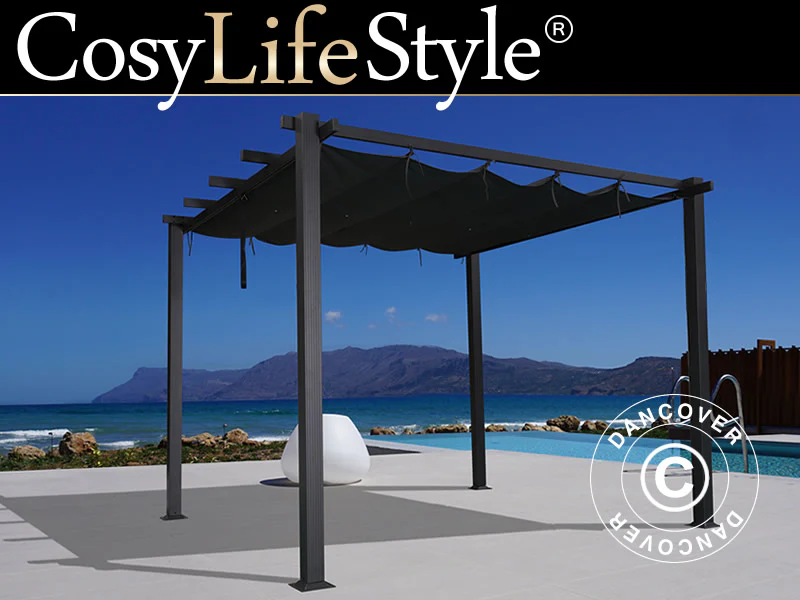 Pergola pavillon Santa Cruz, 3x4m, Mørkegrå