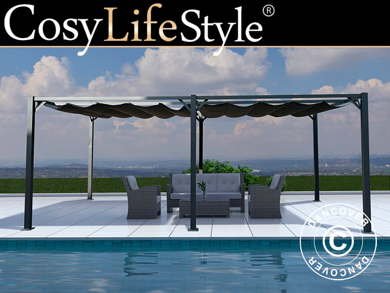 Pergola pavillon Santa Cruz, 3x6m, Mørkegrå