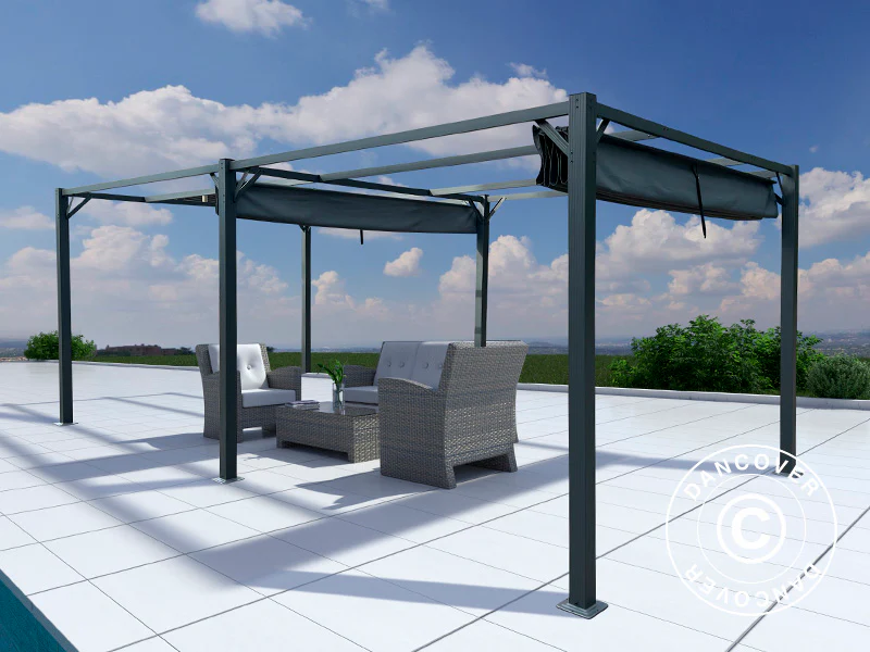 Pergola pavillon Santa Cruz, 3x6m, Mørkegrå - Image 5