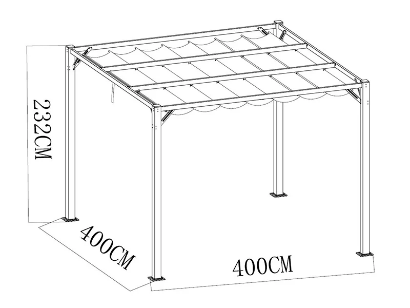 Pergola pavillon Santa Cruz, 4x4m, Mørkegrå - Image 10