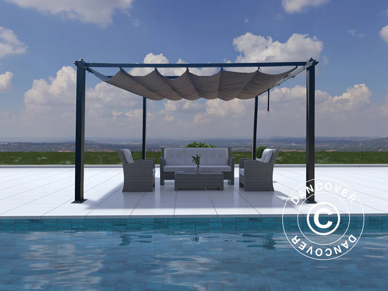 Pergola pavillon Santa Cruz, 4x4m, Mørkegrå - Image 2