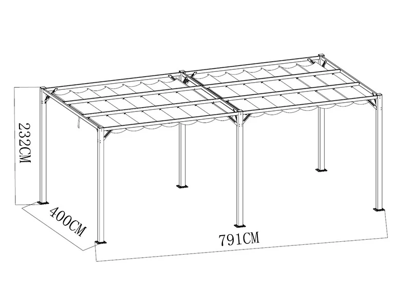 Pergola pavillon Santa Cruz, 4x8m, Mørkegrå - Image 6