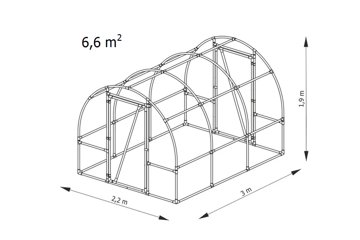 Polytunnel Drivhus 130, 2,2x3x1,9m, 6,6m², Transparent - Image 13